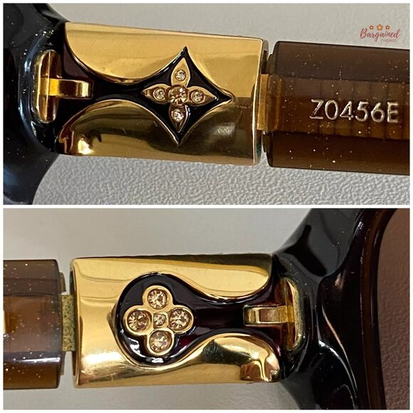 Authentic LOUIS VUITTON Brown Glitter Frame Heather Strass Sunglasses - Z0456E - Picture 11 of 12